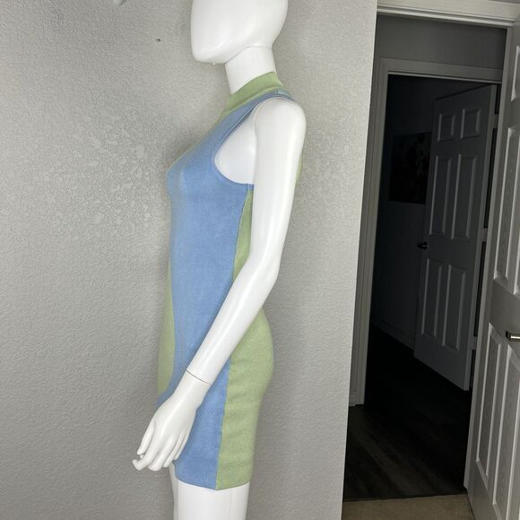 Verge Girl Size 8 Wavy Colorblock Knit Mini Bodycon Dress Retro - Picture 4 of 8